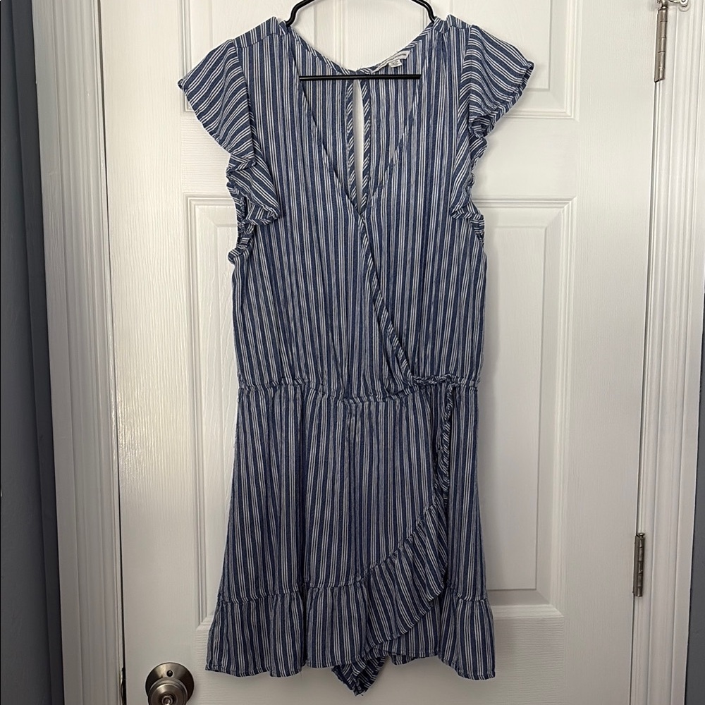 Striped Ruffle Skort Romper